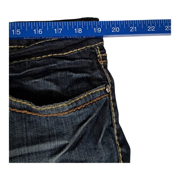 Y2K Request Express Womens Denim Bootcut Jeans 19/38 Denim Dark Wash (FLAW) - Picture 5 of 16